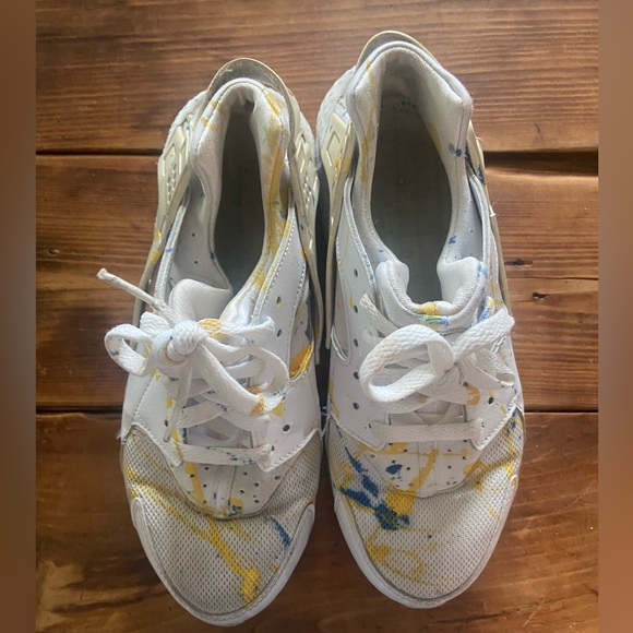 Nike Air Huarache 7 paint splatter youth sneakers unisex laced low tops custom - Picture 3 of 9